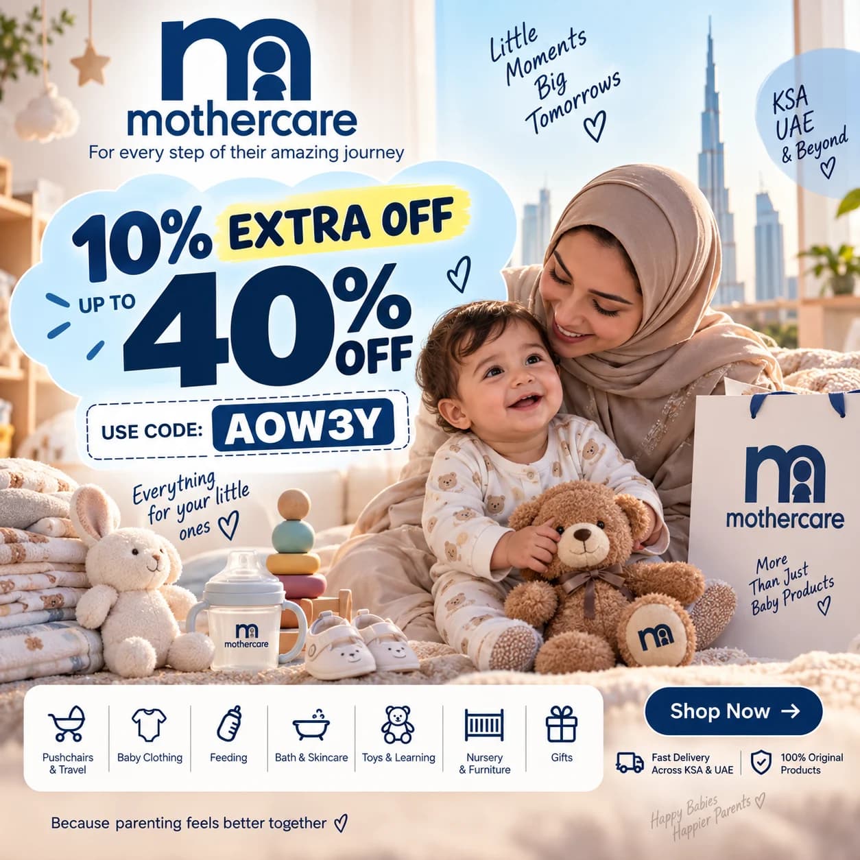 Mothercare extra 10% off coupon code AOW3Y - Dealspapa