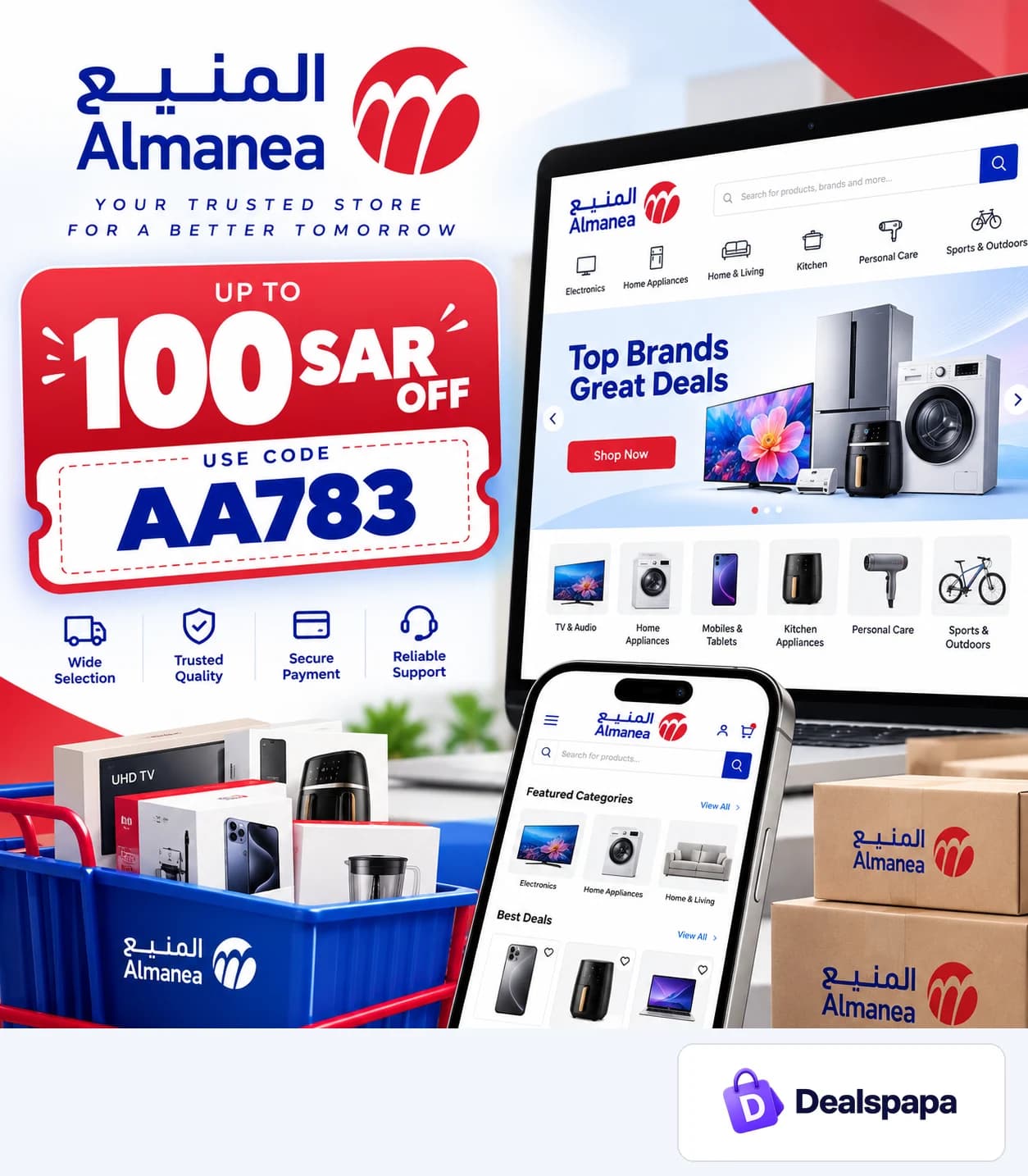 Almanea up to SAR 100 off coupon code AA783 - Dealspapa